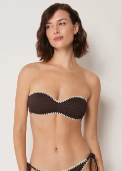 Bandeau-Bikinioberteil Bicolor Embroidery