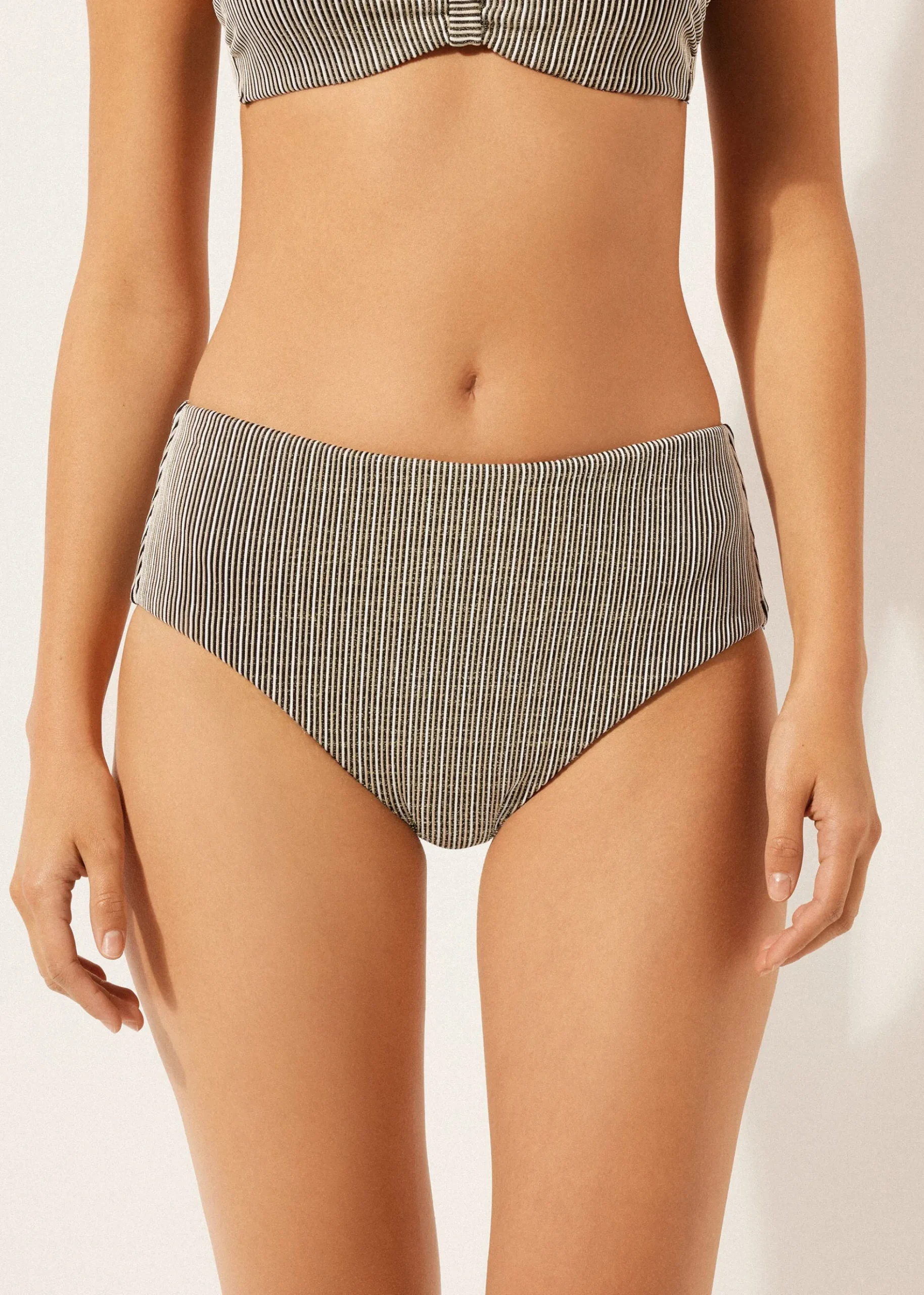 Bikinihose mit hohem Bund Golden Stripes