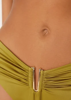 Bikinihose mit hohem Bund Shiny Satin