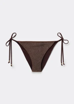 Bikinihose mit schmalen Bändchen Brown Glitter
