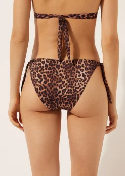 Bikinihose mit schmalen Bändchen Brown Animalier