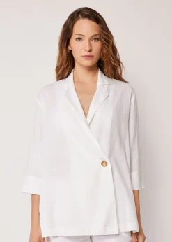 Blazer in lockerer Passform mit Leinen