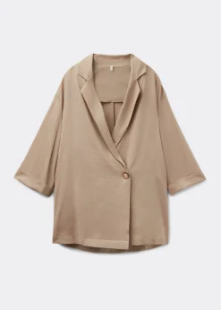 Blazer in lockerer Passform mit Leinen