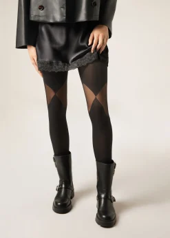 Blickdichte Strumpfhose mit transparenten Einsätzen