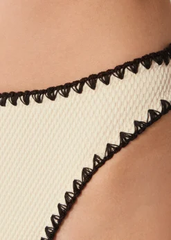 Brazilian-Bikinihose mit hohem Bund Bicolor Embroidery