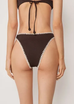 Brazilian-Bikinihose mit hohem Bund Bicolor Embroidery