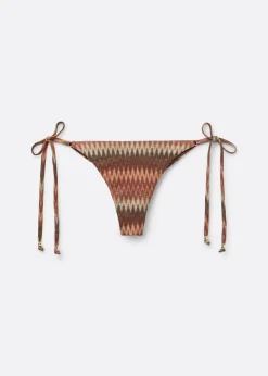 Brazilian-Bikinihose mit schmalen Bändchen Golden Chevron