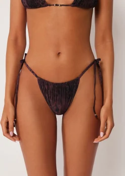 Brazilian-Bikinihose mit schmalen Bändchen Dark Animalier