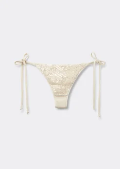 Brazilian-Bikinihose mit schmalen Bändchen Sequin Net