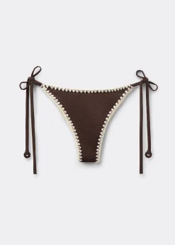Brazilian-Bikinihose mit schmalen Bändchen Bicolor Embroidery