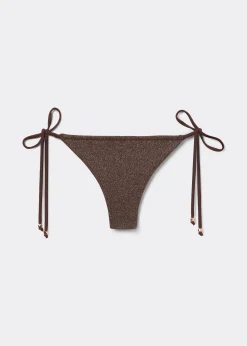 Brazilian-Bikinihose mit schmalen Bändchen Brown Glitter
