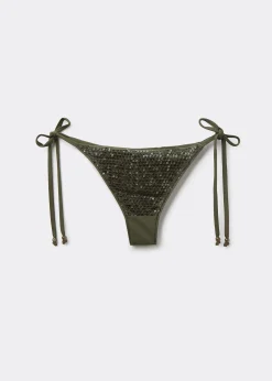 Brazilian-Bikinihose mit schmalen Bändchen Sequin Net