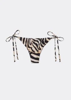 Brazilian-Bikinihose mit schmalen Bändchen Savannah Zebra