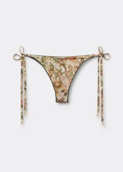 Brazilian-Bikinihose mit schmalen Bändchen Tropical Foliage