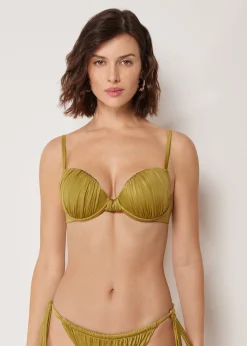 Gepolstertes Push-Up-Bikini-Top Shiny Satin