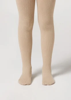 Gerippte Baumwollstrumpfhose für Mädchen