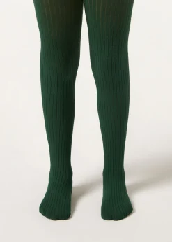 Gerippte Baumwollstrumpfhose für Mädchen