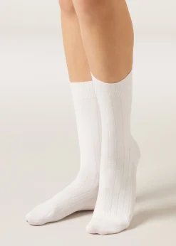 Gerippte Socken in 3/4-Länge