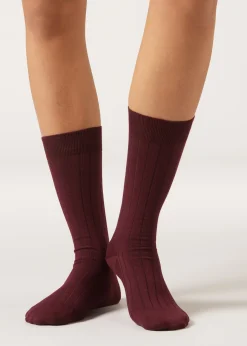 Gerippte Socken in 3/4-Länge