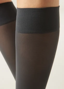 Halbtransparente Kniestrümpfe aus Mikrofaser 30 Denier