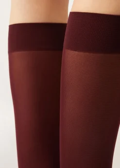 Halbtransparente Kniestrümpfe aus Mikrofaser 30 Denier