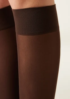 Halbtransparente Kniestrümpfe aus Mikrofaser 30 Denier