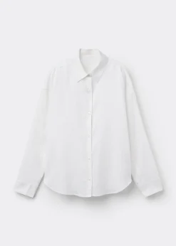 Kurze Hemdbluse aus Leinen und Viskose