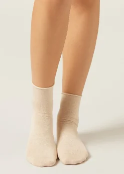 Kurze randlose Socken mit Leinen