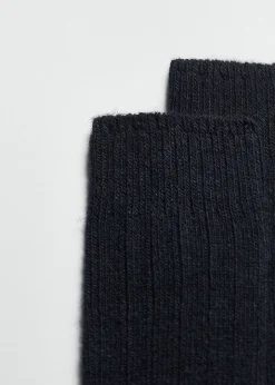 Lange gerippte Herrensocken mit Wolle und Cashmere
