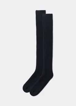 Lange gerippte Herrensocken mit Wolle und Cashmere