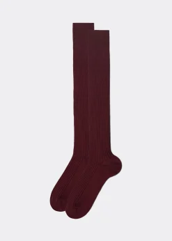 Lange gerippte Herrensocken mit Fil d‘Ecosse
