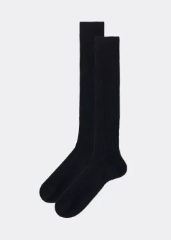 Lange gerippte Herrensocken mit Fil d‘Ecosse