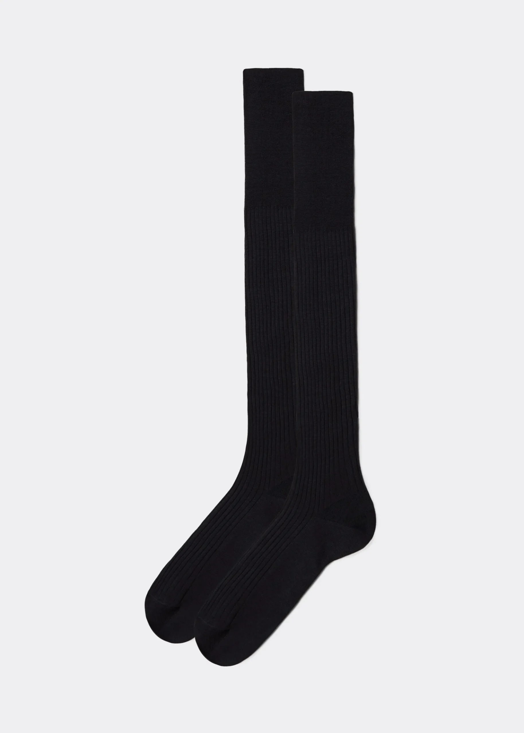 Lange gerippte Herrensocken mit Fil d‘Ecosse