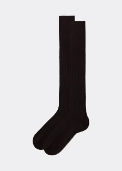 Lange gerippte Herrensocken mit Fil d‘Ecosse