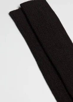 Lange gerippte Herrensocken mit Wolle und Cashmere