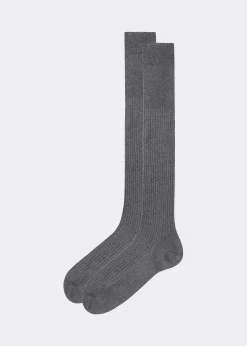 Lange gerippte Herrensocken mit Fil d‘Ecosse