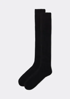 Lange gerippte Herrensocken mit Wolle und Cashmere