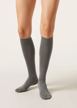 Lange gerippte Socken aus Baumwolle