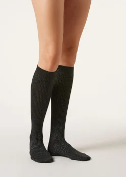 Lange gerippte Socken aus Baumwolle