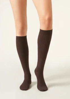 Lange gerippte Socken mit Cashmere
