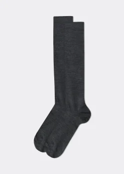 Lange Herrensocken mit Wolle und Baumwolle