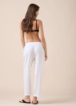 Lange Hose aus Leinen und Viskose
