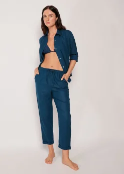 Lange Hose aus Leinen und Viskose