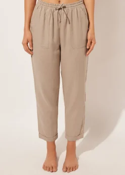 Lange Hose aus Leinen und Viskose