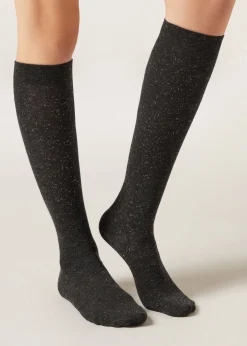 Lange Socken mit Kaschmir und Glitzer