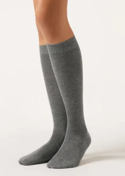 Lange Socken mit Kaschmir und Glitzer