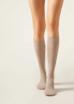 Lange Socken mit Kaschmir und Glitzer