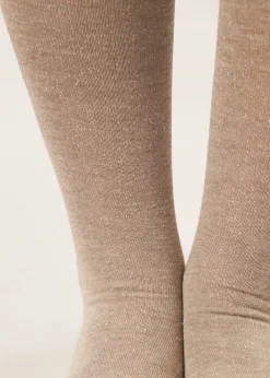 Lange Socken mit Kaschmir und Glitzer