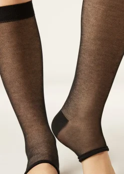 Lange Socken mit offener Spitze