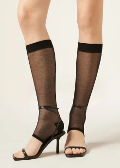 Lange Socken mit offener Spitze